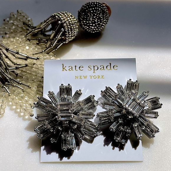 🎉Host Pick🎉 kate spade ♠️ Electric Gardens Statement Studs, Clear/Silver ✨ NWT